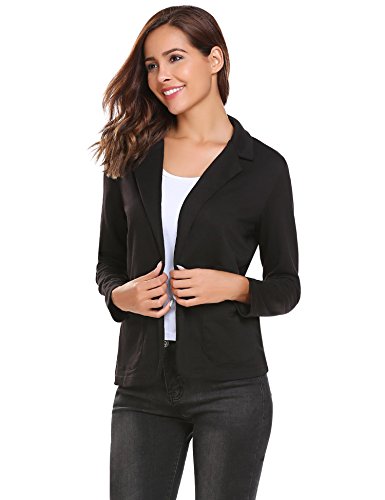 Meaneor Mujer Mangas Largas Un Botón Hombro Acolchado Informal Americana Tipo 'boyfriend' Blazer