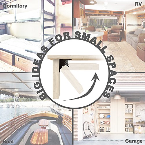 MechWares - soporte de soporte plegable - bisagra autoblocante - accesorios de pata y soporte de esquina - para patas plegables | banco de trabajo plegable | lavadero garaje | barco | RV(2)