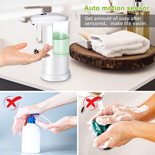 MECO ELEVERDE Dispensador Jabón Líquido Automático,Dispensador Gel Hidroalcohólico Dosificador 370ML, 3 Engranajes Dispensador Impermeable sin Contacto Desinfectante Manos para Cocina Baño