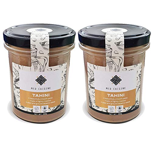 Med Cuisine Tahini – 2X 200gr – Totalmente natural 100% pasta de sésamo con origen de Humera: apto para veganos, sin gluten, sin nueces y kosher