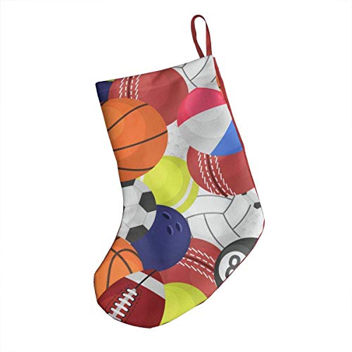 Medias navideñas Pelota Deportiva Fútbol Baloncesto Poliéster Calcetines navideños Rojos y Blancos clásicos, para Vacaciones Familiares Xm