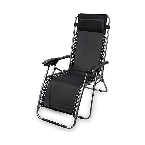 Mediawave Store - Tumbona plegable EVERTOP 604001, color negro, totalmente reclinable, gravedad cero