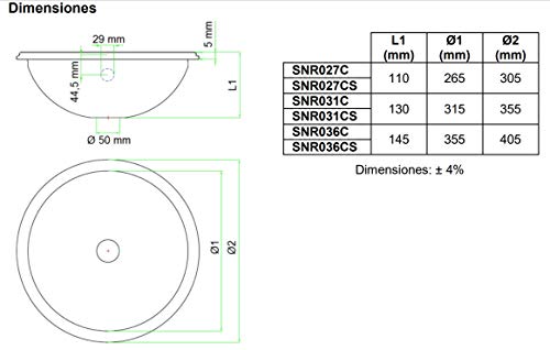 Mediclinics - Lavamanos Semiesferico 315Mm (SNR031C)