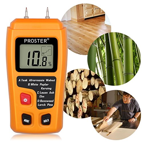 Medidor de Humedad, Proster Humidímetros LCD Medidor de Humedad de Madera Digital Detector 2 Pin Apagado Automático para Materiales de Madera