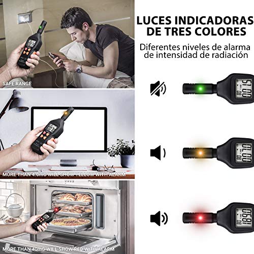 Medidor EMF, TACKLIFE Detector de Radiación, 5HZ - 3500MHz con LCD Digital, Alarma de Luz y Sonido, para Probar Radiación de Campo Magnético, Campo Eléctrico y Temperatura Ambiente - MET01