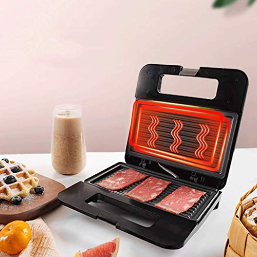 Medio Fit Parrilla Parrilla Cafetera, Desayuno máquina, por inmersión total placas Antiadherente calientes, la temperatura constante Seguro eléctrico recipiente for hornear, Negro fangkai77