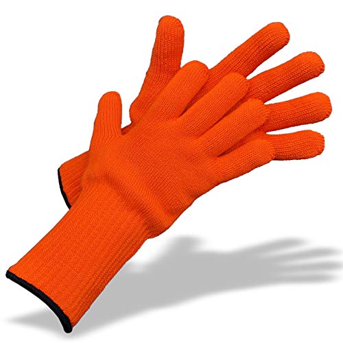 Medipaq Guantes de Cocina con Larga Protección de Muñeca – Guantes de Horno para Sostener Platos Calientes con Seguridad – Guantes Resistentes al Calor Uso Profesional y Hogar – 1x Par - Naranja