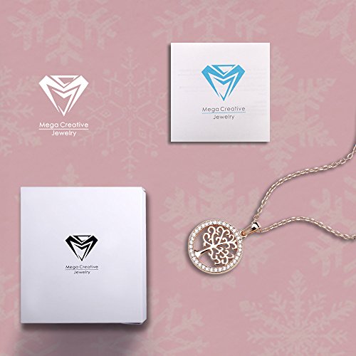 MEGA CREATIVE JEWELRY "Amor de la Familia Collares Mujer de Árbol de la Vida Cristales Swarovski Colgantes de la Moda 925 Plata Esterlina Oro Rosa, Regalo de la Joyería