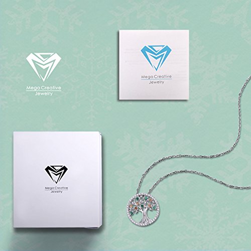 MEGA CREATIVE JEWELRY "Amor de la Familia" Collares Mujer de Árbol de la Vida Cristales Swarovski Colgantes de la Moda 925 Plata Esterlina, Regalo de la Joyería