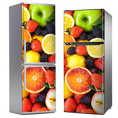 MEGADECOR Vinilo Adhesivo Decorativo para Nevera con Diseño de Frutas, Varias Medidas (185cm x 70cm)