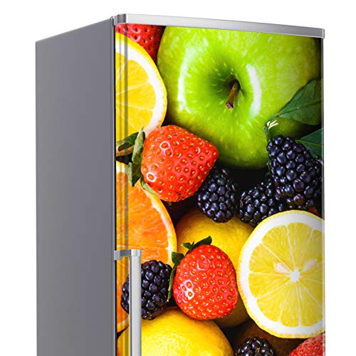 MEGADECOR Vinilo Adhesivo Decorativo para Nevera con Diseño de Frutas, Varias Medidas (185cm x 70cm)