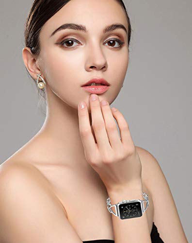 MeganStore Pulsera Compatible para Apple Watch Band 38 mm 40 mm 42 mm 44 mm, out Acero Inoxidable joyería Brazalete Correa de Repuesto para iWatch Series 4, 3, 2, 1 for Apple Watch 38mm/40mm Plateado