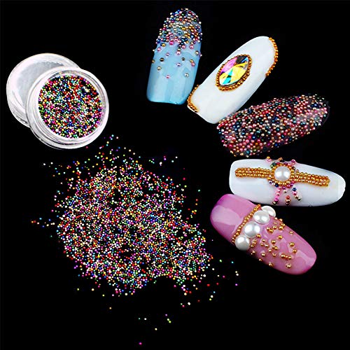 Meilinds - Cuentas de uñas multicolor 3D, diseño de caviar, manicura para decoración de uñas, 12 colores/set