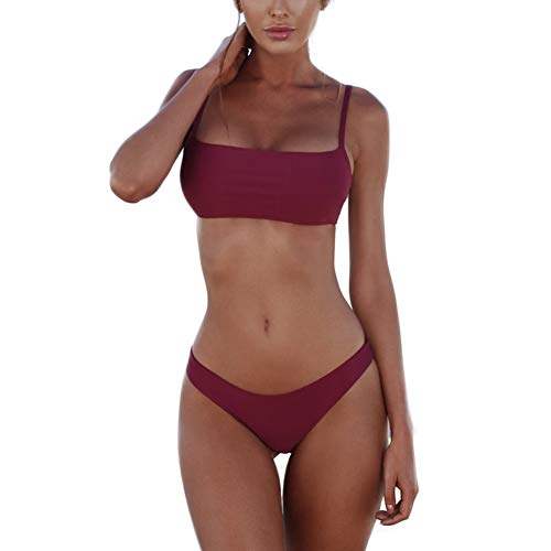 meioro Conjuntos de Bikinis para Mujer Push Up Bikini Traje de baño de Tanga de Cintura Baja Trajes de baño Adecuado Viajes Playa La Natacion (S, Púrpura)