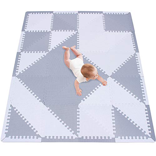 meiqicool Alfombra Puzzle Bebe Puzzle Suelo Bebe Acolchado Alfombra Goma eva Blanco-Gris 153 x 124 cm ALg31S18