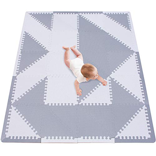 meiqicool Alfombra Puzzle Bebe Puzzle Suelo Bebe Acolchado Alfombra Goma eva Blanco-Gris 153 x 124 cm ALg31S18