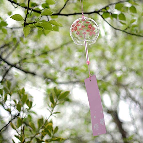 meixiang Campanas Japonesas De Flores De Cerezo, Colgantes De Regalo De Vidrio Hechos a Mano, Colgantes De Dormitorio Fresco 9