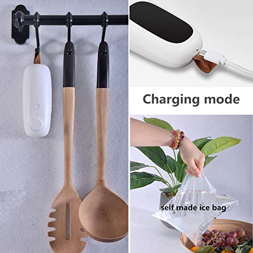 Meiyijia Mini sellador, 2 en 1 corte + sello, sellador de plástico para sellar, tanto para alimentos frescos secos como húmedos, batería de litio recargable