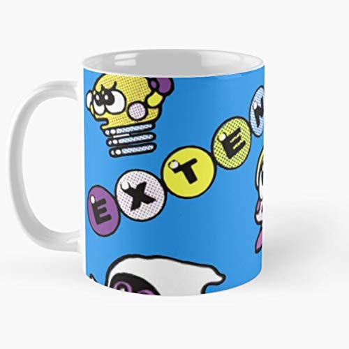 MELIBALI Retro Parasol Bubble Bobble Gamer Stars Arcade Popn Magic Snow Don Kawaii Bros Doku Best Mug Tiene 11oz de Mano Hechas de cerámica de mármol Blanco