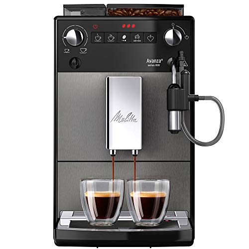 Melitta Avanza F270-100, Cafetera Automática con Molinillo Silencioso, Sistema de Leche, Depósitos XL, Limpieza Automática, Personalizable, Titanio