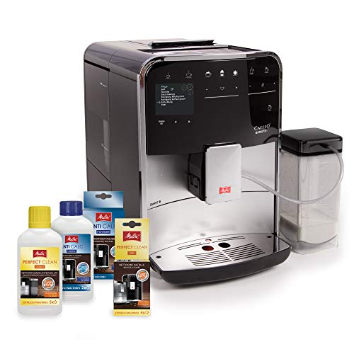 Melitta Caffeo Basista T Smart F831-101, Cafetera Superautomática, Molinillo Silencioso, Pantalla Táctil, 18 Recetas Predefinidas, Contenedor de Leche Externo, Plata