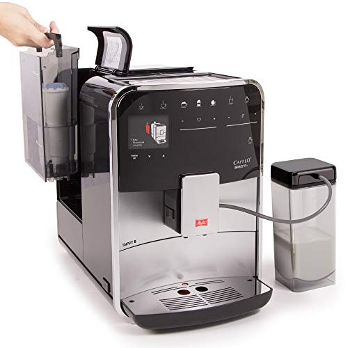 Melitta Caffeo Basista T Smart F831-101, Cafetera Superautomática, Molinillo Silencioso, Pantalla Táctil, 18 Recetas Predefinidas, Contenedor de Leche Externo, Plata