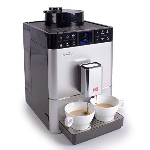 Melitta Caffeo Varianza CSP F570-101, Cafetera Molinillo, Café en Grano, Personalizable, Pantalla TFT, Limpieza Automática, 15 Bares, Plata, 1450 W, 1.2 litros, Acero Inoxidable, 5 Velocidades