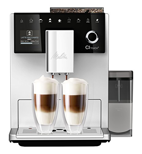 Melitta CI Touch F630-101, Cafetera Automática con Molinillo Silencioso, Sistema de Leche, Pantalla Táctil, Limpieza Automática, Personalizable, 15 Bares, Plata