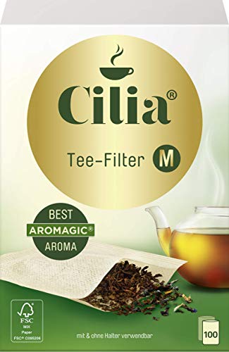 Melitta Cilia Filtros de té para Infusionar, 100 Unidades, Tamaño M, Papel Aromagic, Marrón Natural