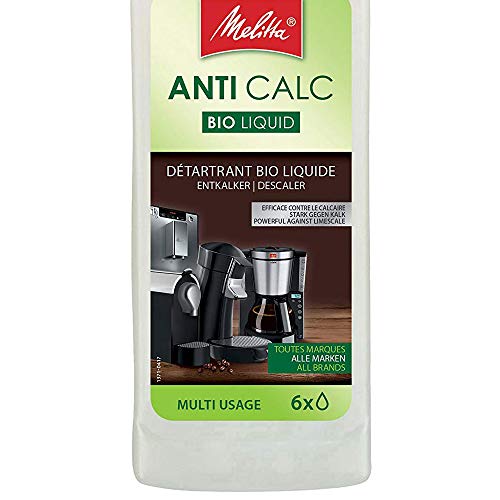 Melitta Descalcificador Bio Multi, Limpiador Express, Automáticas, Cafeteras de Goteo, Líquido Biodegradable, 6 Usos, 250 mililítros, 0.25 litros