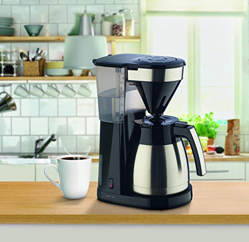 Melitta Easy Top II Therm 1023-10, Cafetera de Goteo, Jarra Térmica, Portafiltros Desmontable, Depósito de 1 Litro, Filtros 1x4, Negro