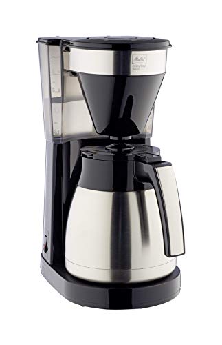 Melitta Easy Top II Therm 1023-10, Cafetera de Goteo, Jarra Térmica, Portafiltros Desmontable, Depósito de 1 Litro, Filtros 1x4, Negro