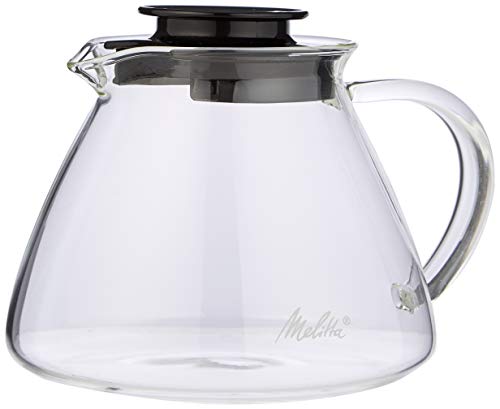 Melitta Jarra de cristal, Para preparación manual de café con portafiltros Pour Over, Asa antiquemaduras, 0,7L, Transparente