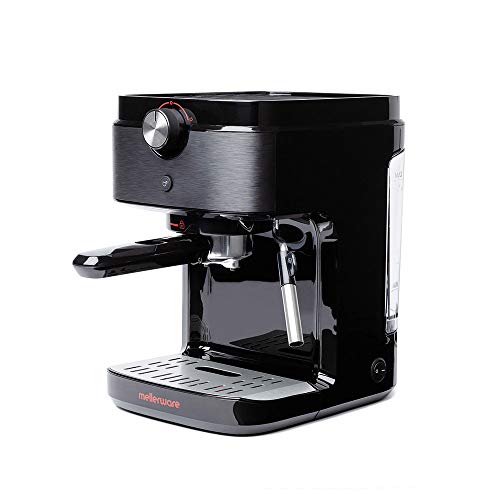 Mellerware Bari (MCM-1631) Cafetera Espresso, Negro. Sistema Thermoblock. 20 bar de presión. Bandeja calienta tazas. 1 o 2 cafés.
