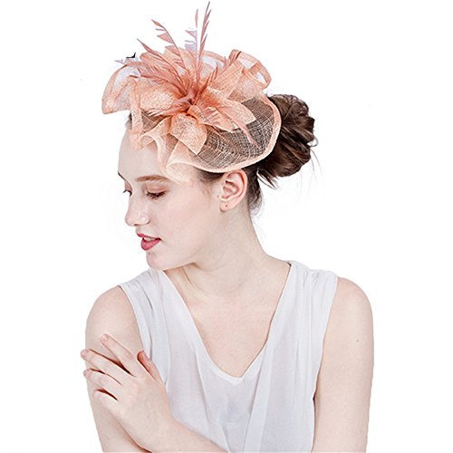 MELLRO Banda para el Pelo de cóctel Sombrero de Rejilla de Plumas para Mujer, Pinza de Pelo, Boda, cóctel Royal Ascot