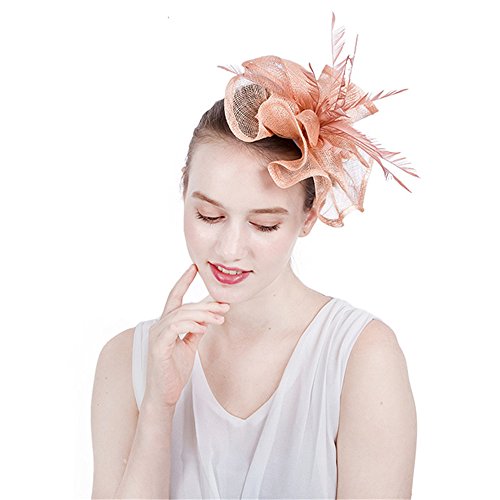 MELLRO Banda para el Pelo de cóctel Sombrero de Rejilla de Plumas para Mujer, Pinza de Pelo, Boda, cóctel Royal Ascot