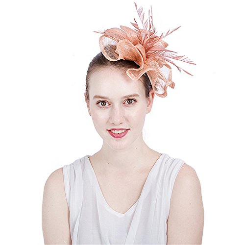 MELLRO Banda para el Pelo de cóctel Sombrero de Rejilla de Plumas para Mujer, Pinza de Pelo, Boda, cóctel Royal Ascot