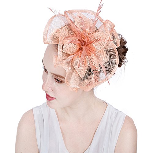 MELLRO Banda para el Pelo de cóctel Sombrero de Rejilla de Plumas para Mujer, Pinza de Pelo, Boda, cóctel Royal Ascot