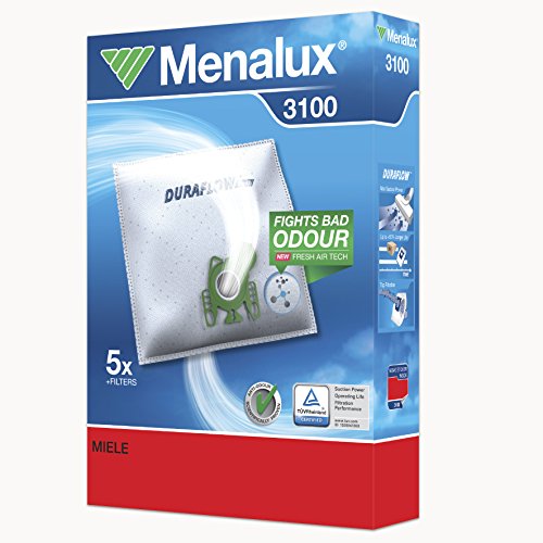 Menalux 3100 - Pack de 5 bolsas sintéticas y 2 filtro para aspiradoras Miele Series S4 y S6, Compact C1 y C2, Complete C1