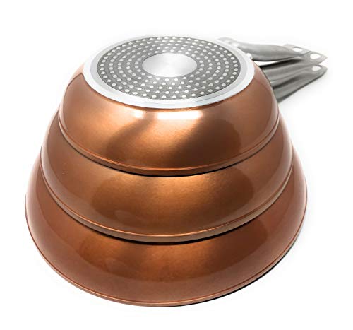 Menax Royal Chef - Sartén Profesional de Aluminio Forjado - Recubrimiento Antiadherente Premium - Set de 3 - Ø 18, 22 y 26 cm