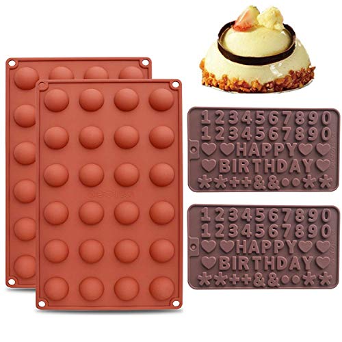 Mengger Molde de silicona semiesfera 2Pcs Forma redondos letras bizcocho magdalenas Herramienta para Hornear postres de Chocolate pasteles gelatinas