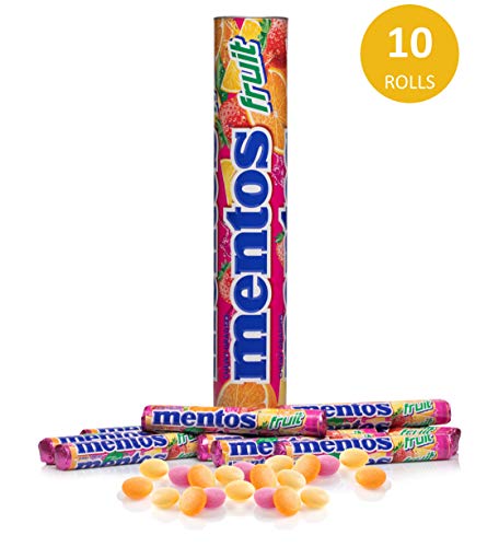 Mentos Maxiroll Gigante Frutas, Caramelo Masticable con Zumo de Frutas - Contiene 10 unidades de 38 gr. (Total 380 gr.)