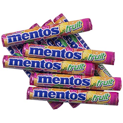 Mentos Maxiroll Gigante Frutas, Caramelo Masticable con Zumo de Frutas - Contiene 10 unidades de 38 gr. (Total 380 gr.)