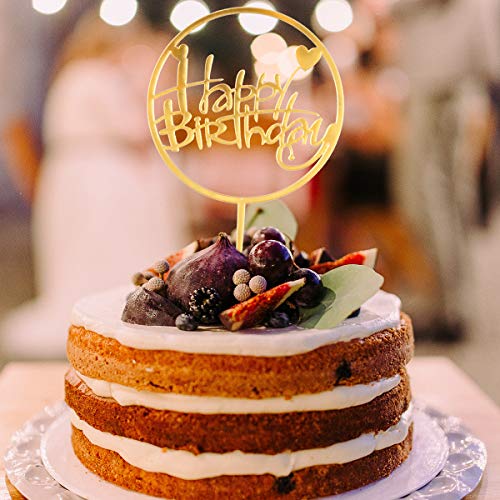 Meowoo Cake Topper Happy Birthday, 8PCS Cupcake Toppers Tarta Topper de Pastel de Cumpleaños Decoración Adecuado para Niños Hombres Mujeres Fiestas familiares de Cumpleaños (Dorado 8pcs)