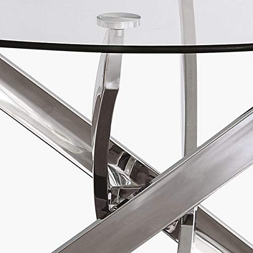 MerkaHome - Mesa Comedor Fija Carolina Redonda 110cm DE Cristal Templado Y Cromo