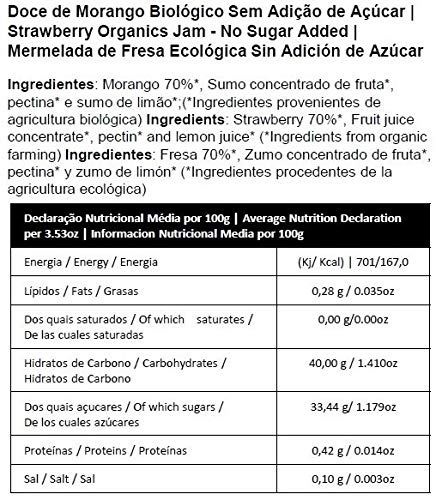 Mermelada de Fresa 100% Ecológica - Sin Azúcar Añadido - Produto Bio Certificado - Paquete con 3 Unidades de 240 gr Cada