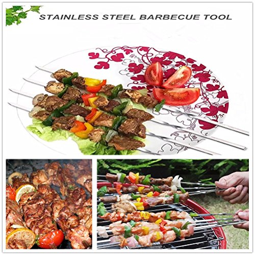 Merrday 22 Pack Barbacoa de Acero Inoxidable Pinchos de Barbacoa Tenedor de Asar Metal Plano Brochetas de Pinchos Kabob Set Barras de Barbacoa Reutilizables con Tubo de Almacenamiento