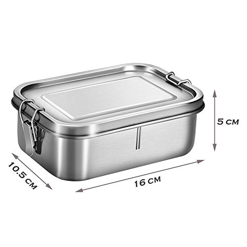 Merysen 800 ml Caja de Almuerzo de Prueba de Fugas de Acero Inoxidable, Fiambreras Caja de Alimentos para Niños y Adultos, Caja de Bento con Divisor Extraíble