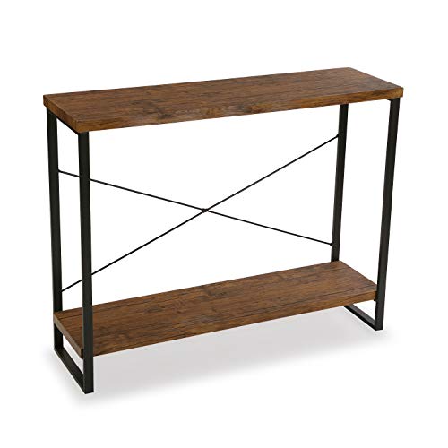 Mesa Consola Recibidor Taline en Madera y Metal Color Marrón Oscuro y Negro