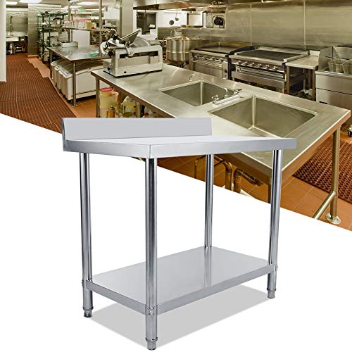 Mesa de Trabajo de Acero Inoxidable para Catering Comercial Restaurante Bar Cocina Lavandería Garaje, 100 x 60 x 85 (+10) cm Resistente